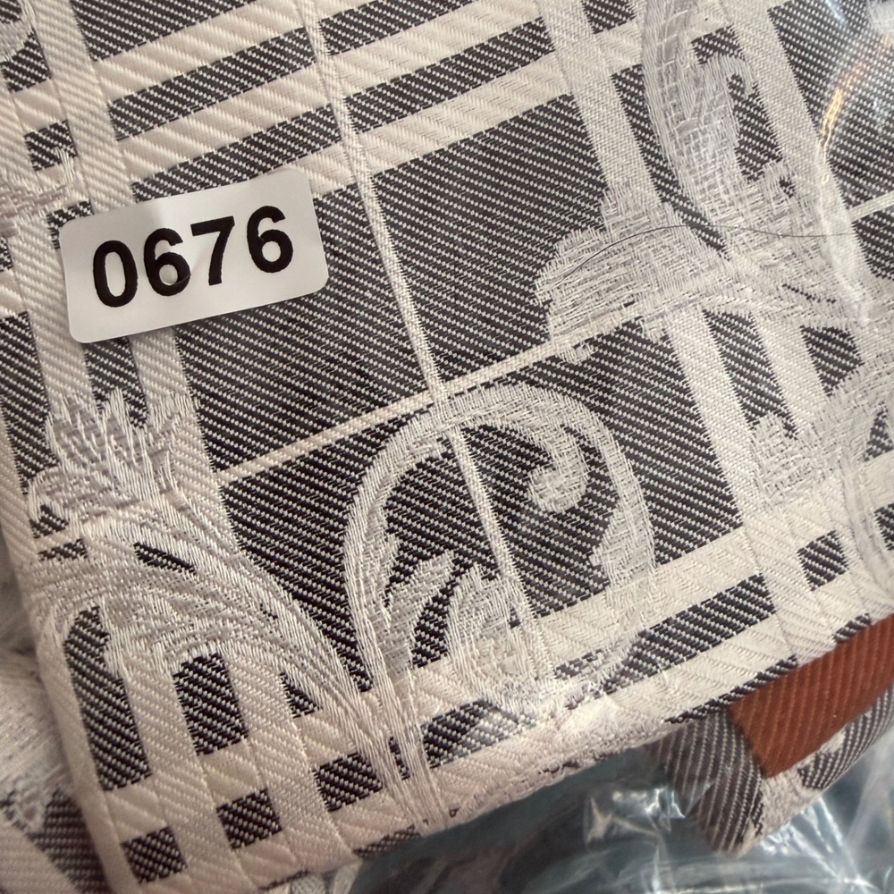 Steven Land Mens Silk Tie Grey White Plaid Scroll Jacquard Formal Necktie - Picture 6 of 6